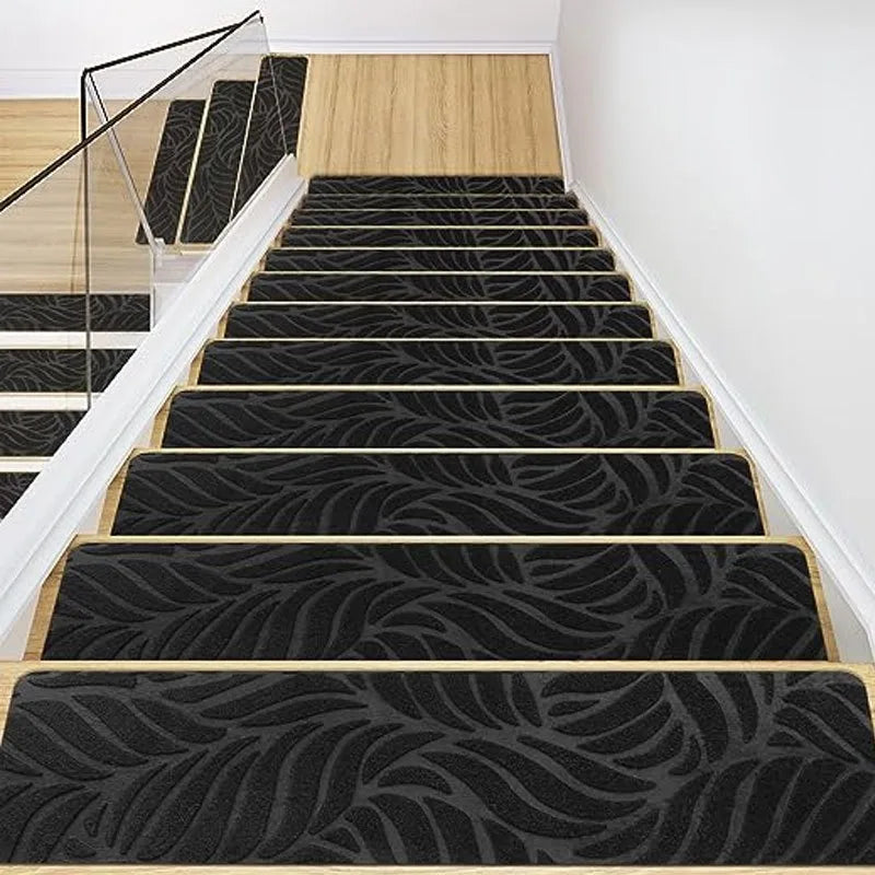 Non-Slip Staircase Mat Stair Carpet Treads Stair Pads Rug Tread Safety for Kids Elders and Dogs Home Hospistal Indoor Use Peaceful Pleasures Health and Wellness Style B Black 20W 76L cm 1pc