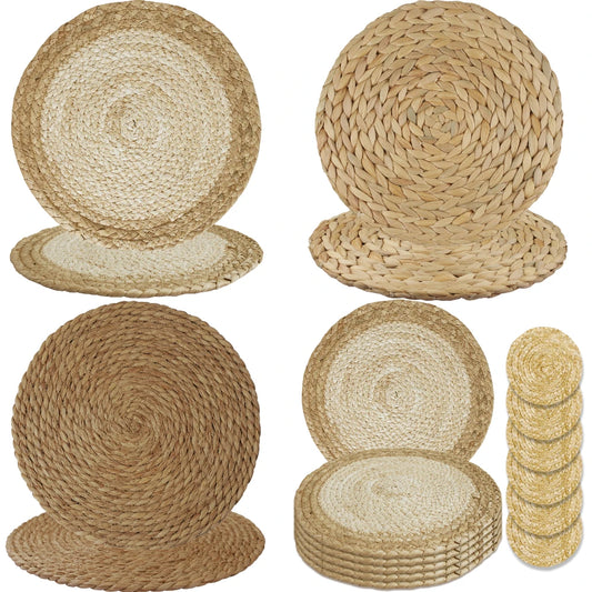 Pot Mats Round Handwoven Rattan Placemats Natural Straw Braided Heat Resistant Table Place Mats For Dining Home Wedding Decor Peaceful Pleasures Health and Wellness