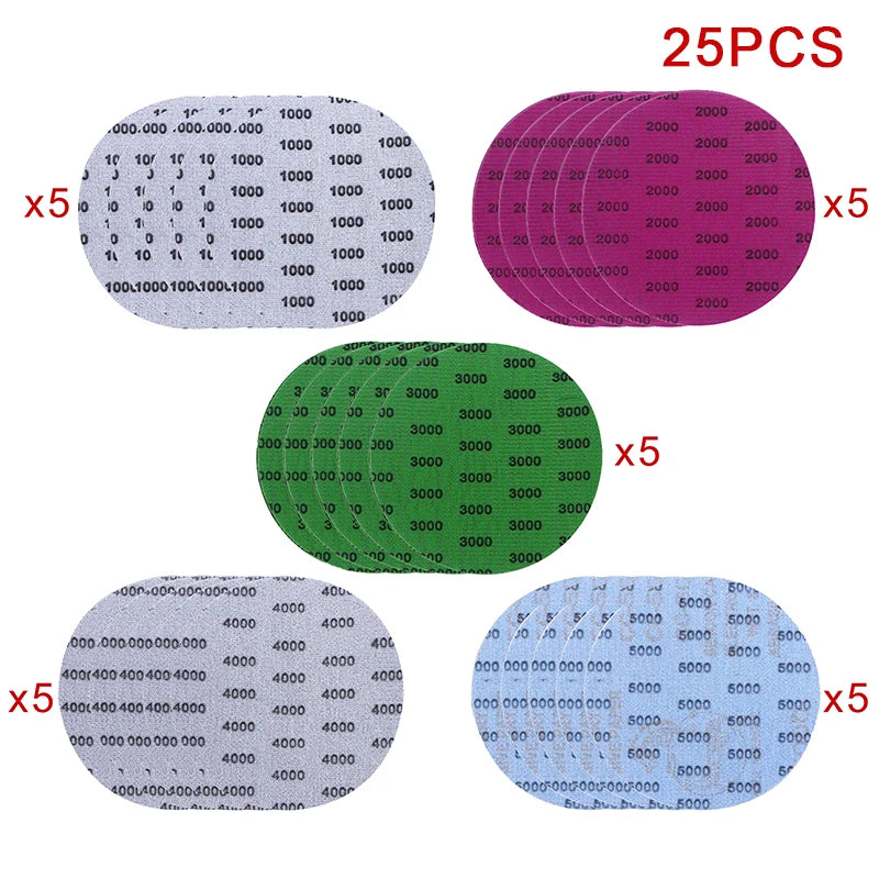 15/25Pcs 5 Inch 1000/2000/3000/4000/5000 Grit Sandpaper Discs Dry Wet Grinding Sanding Discs Polishing Tools DIY For Metal Wood Peaceful Pleasures Health and Wellness 25pcs