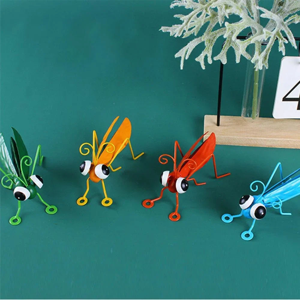 Metal Grasshopper Garden Sculpture – Colourful Outdoor Wall Art