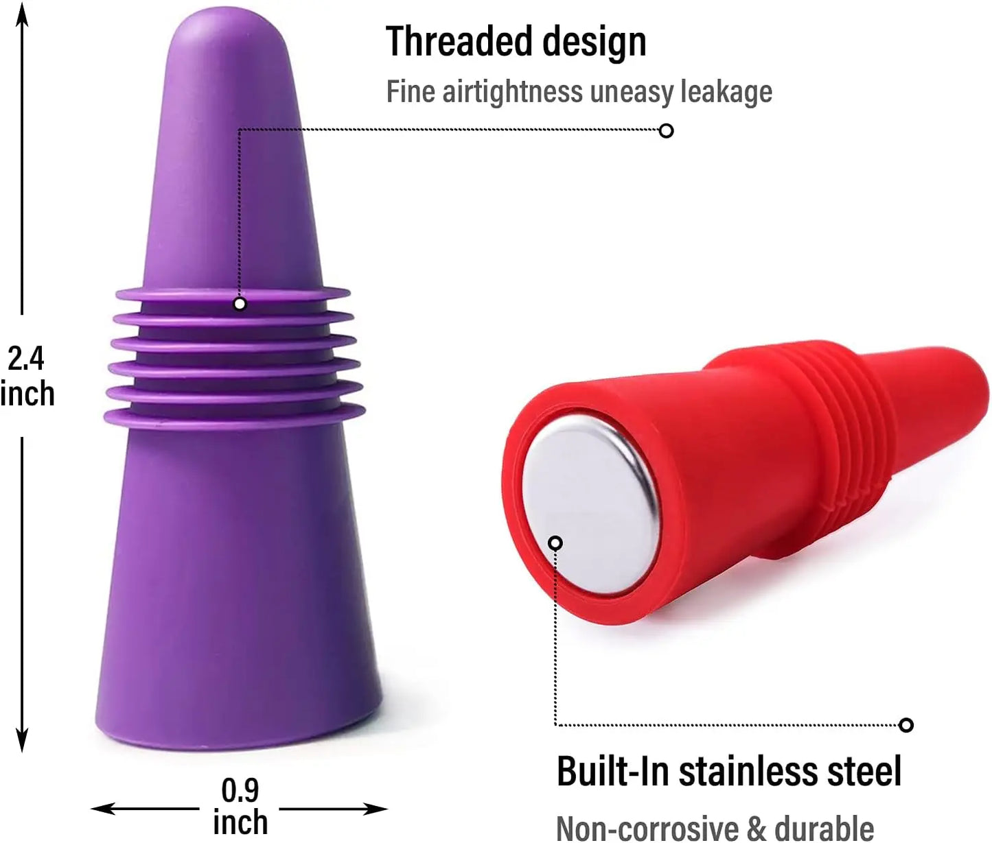 1PC Wine Stoppers Beverage Bottle Sealer Soft Silicone Wine Bottle Stoppers Corks with Grip Top for Keeping Wine Champagne Fresh Peaceful Pleasures Health and Wellness