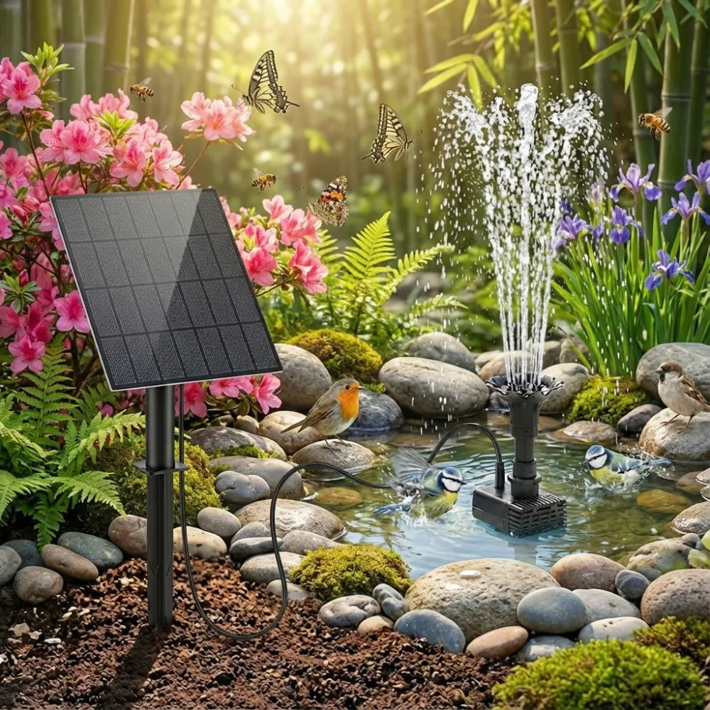 Solar Fountain Pump 3.5W – 16 Nozzles & Rotatable Panel
