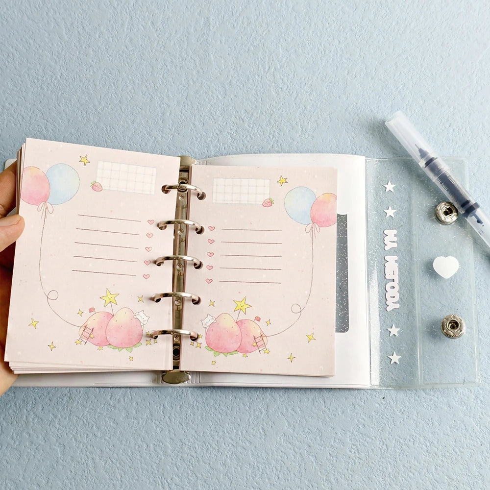 50 M5 Hand Account Book Loose Leaf Paper Pink Strawberry Purple Heart