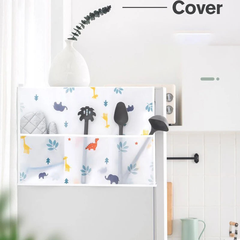 Refrigerator Dust Cover with Pockets | Green Leaf Fabric