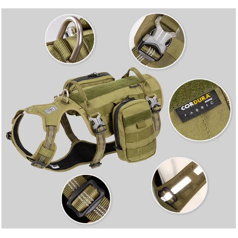 TRUELOVE Pet Harness Bag High Tactical Training Military Backpack Service Dog Harness Waterproof Fabric Hiking Training YH1806 Peaceful Pleasures Health and Wellness