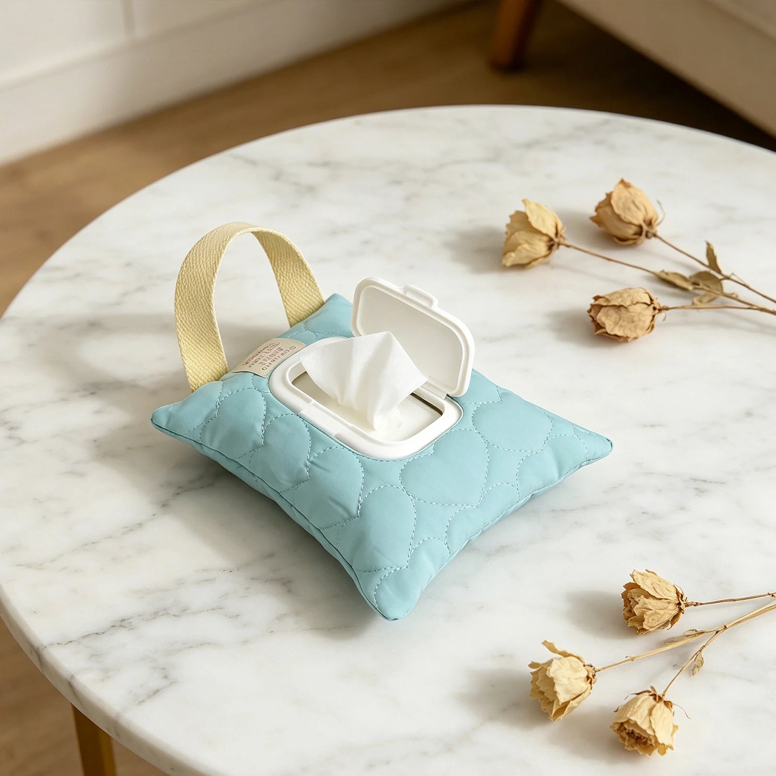 Car Tissue Box Holder Waterproof Hanging Baby Wipe Pouch for Stroller Headrest Portable Travel Paper Organizer Bag Accessory Peaceful Pleasures Health and Wellness green