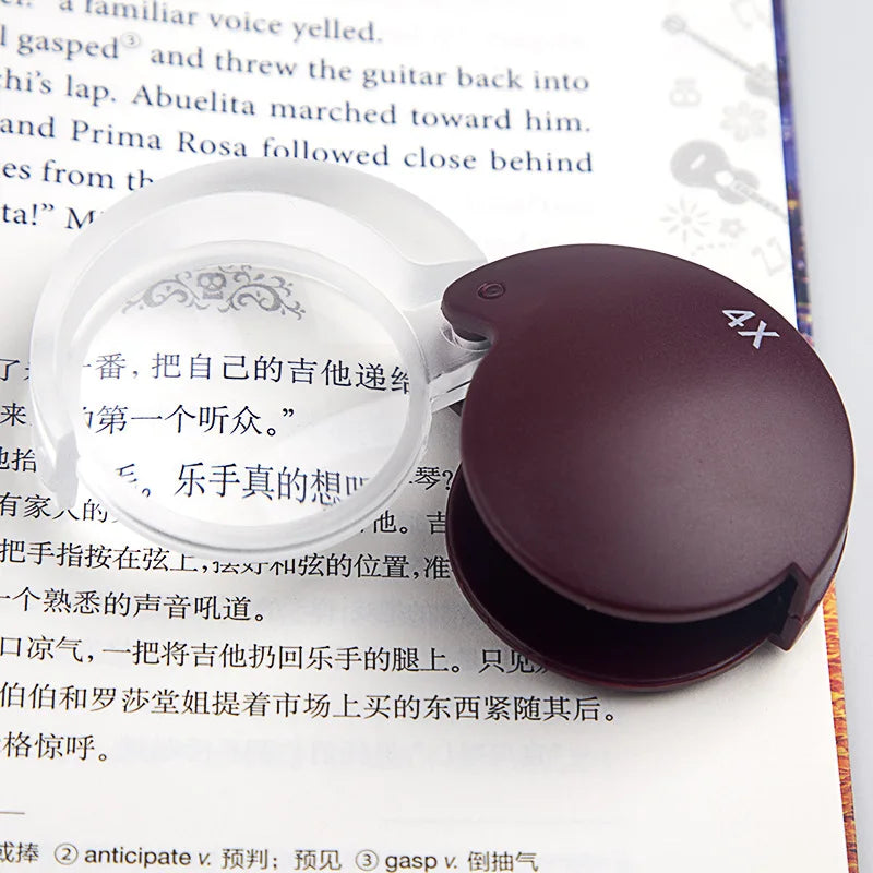 Loupe Portable Magnifier Handheld 35Mm 4X Circular Pocket Watch Foldable Magnifying Glass Foldable Portable Visual Aid Peaceful Pleasures Health and Wellness
