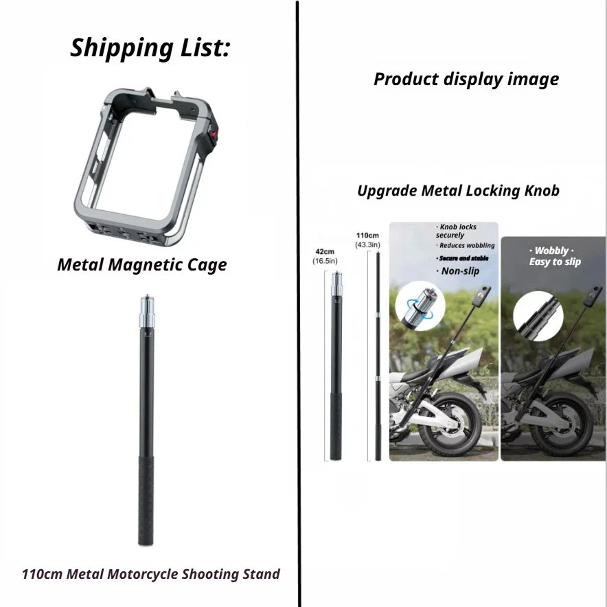 DJI Osmo 360 Metal Cage Quick Release Mount & Cold Shoe Frame