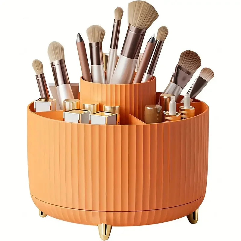 360° Rotating Makeup Organizer | 5-Slot Cosmetic Brush Holder