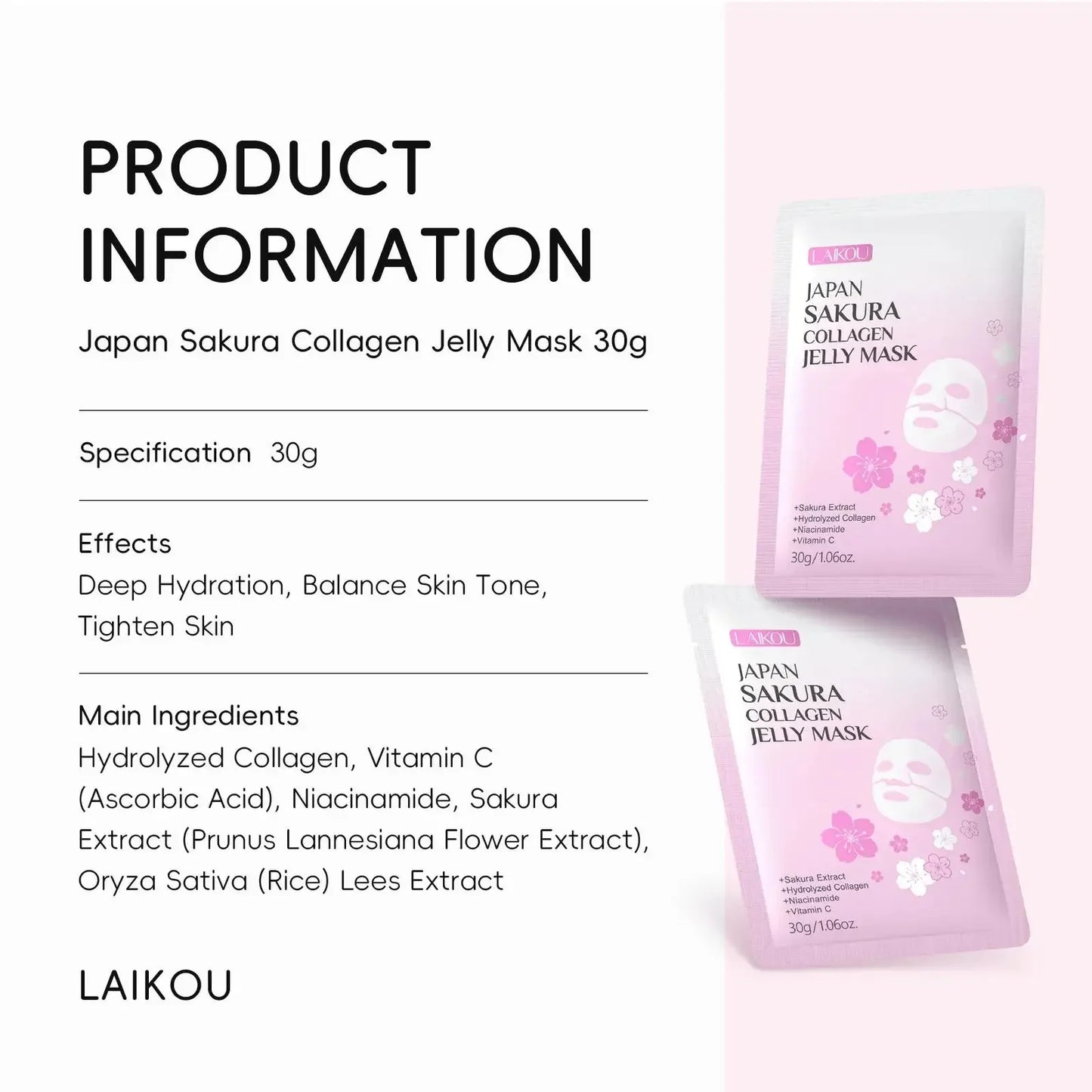 LAIKOU Sakura Collagen Jelly Facial Mask 30g – Hydrating Gel