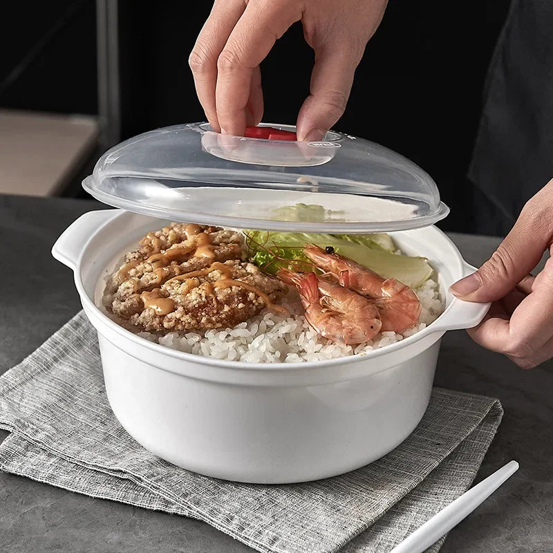 BPA-Free Microwave Heating Bowl with Lid – 1.2L Food-Grade Plastic, Dishwasher Safe