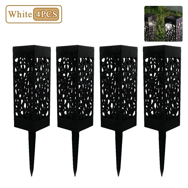 Solar Garden Pathway Lights – Waterproof LED Hollow Pattern (1–8 Pack)