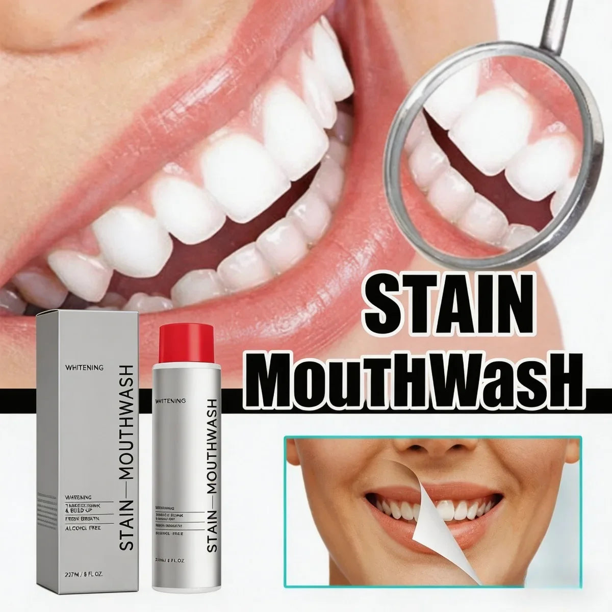 Alcohol-Free Whitening Mouthwash – Stain & Plaque Remover 237ml