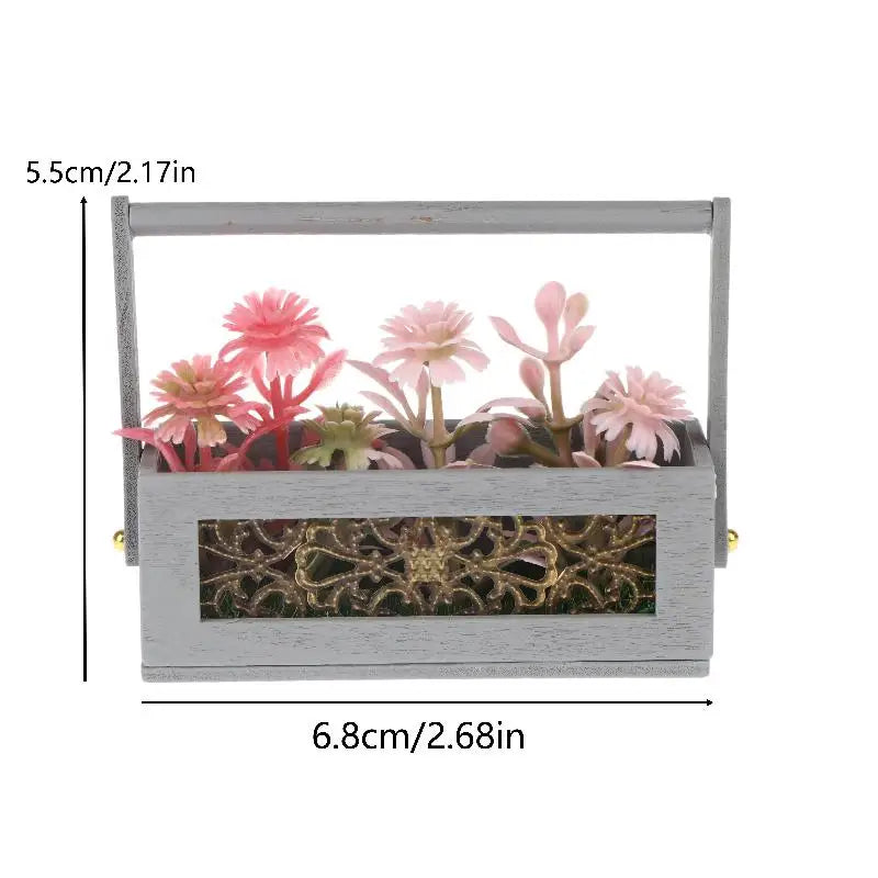 Miniature Flower Basket 1 12 With Artificial Flowers For Dollhouse Decoration Excellent For Photography Prop Display Peaceful Pleasures Health and Wellness A2