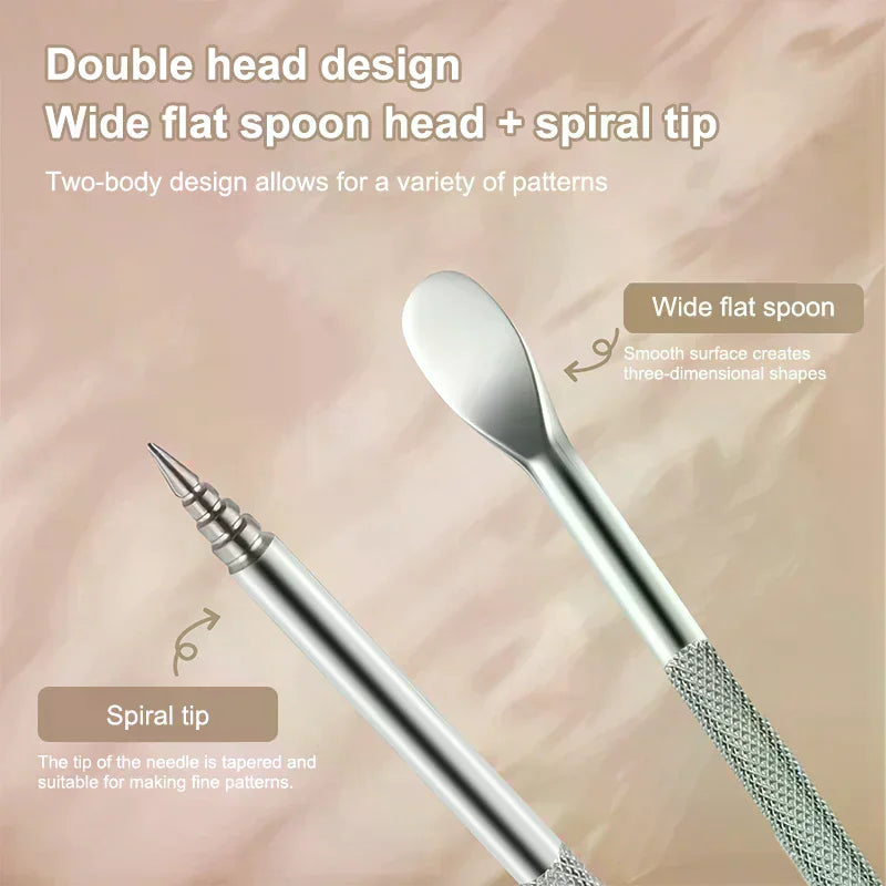 Double-ended Nail Art Carved Pen 12.5cm Multi-Function Mix Gel Polish Nail Builder Pen DIY 3D Carving Flower Sculpture Brush Peaceful Pleasures Health and Wellness