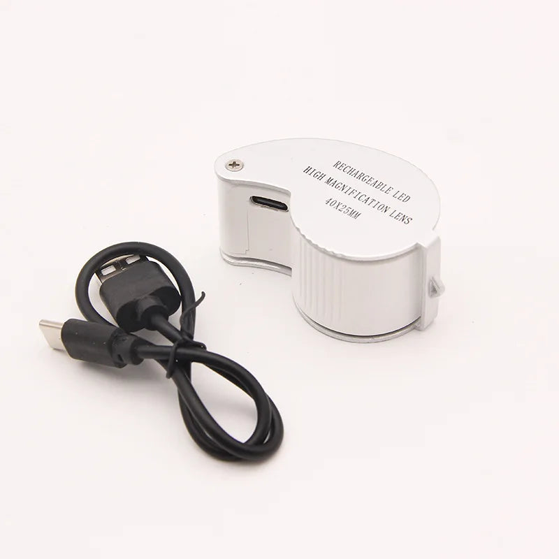 40X 60X Magnifier Usb Charging with Led Lights, Jewelry, Tianzhu Porcelain, Antique Appraisal, Portable Mini Magnifying Glass Peaceful Pleasures Health and Wellness