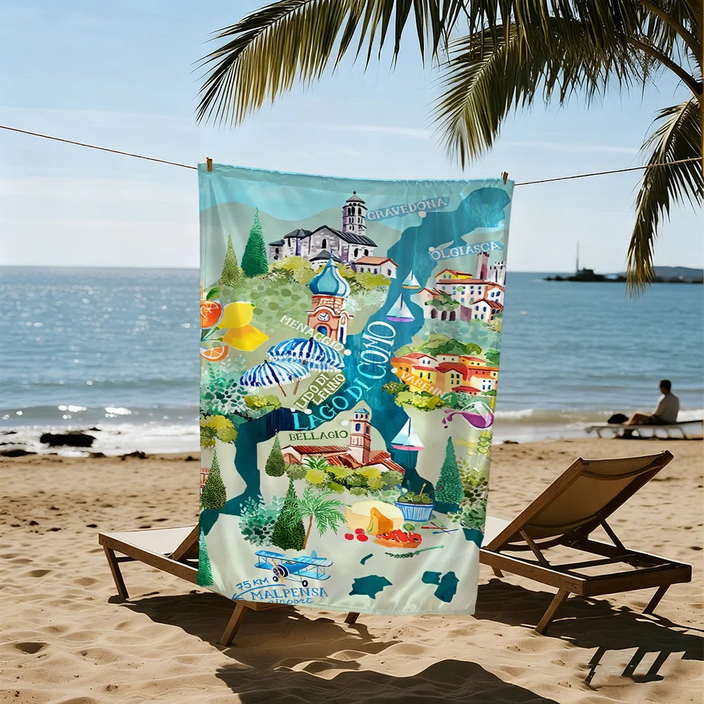 Map of Athens Quick-Dry Beach Towel | Travel, Pool & Gym Quick-Dry Beach Towel Peaceful Pleasures Health and Wellness
