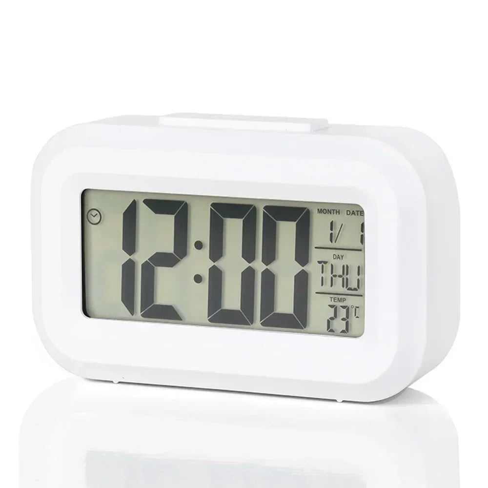 Led Digital Alarm Clock Backlight Data Times Calendar Desktop Multi-function Electronic Bedroom Decoration Desk Decorations Wall Peaceful Pleasures Health and Wellness White