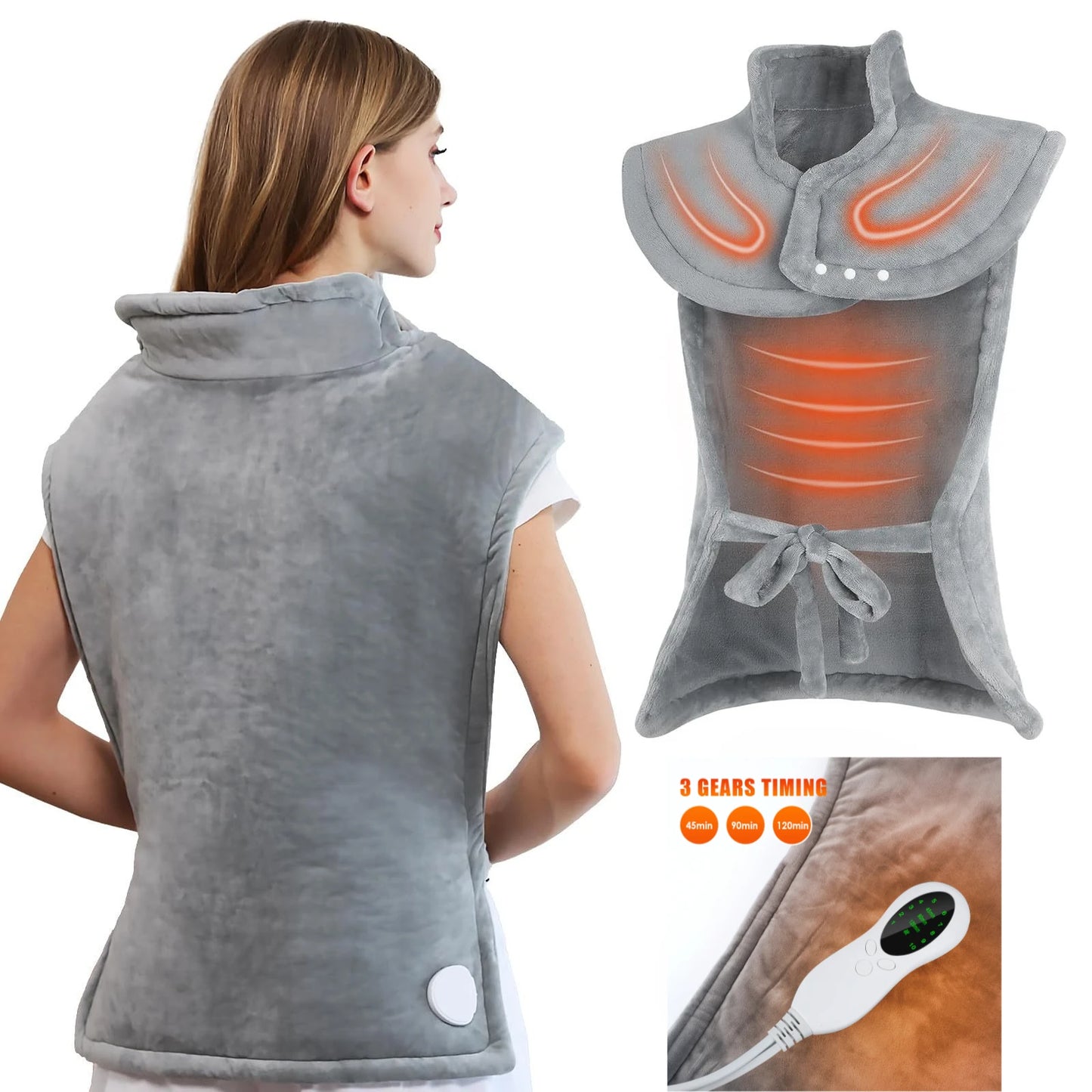 Electric Heated Shawl 3 Level Hot Compress Constant Temperature Winter Neck Back Abdomen Leg Waist Brace Winter Keep Warm Peaceful Pleasures Health and Wellness