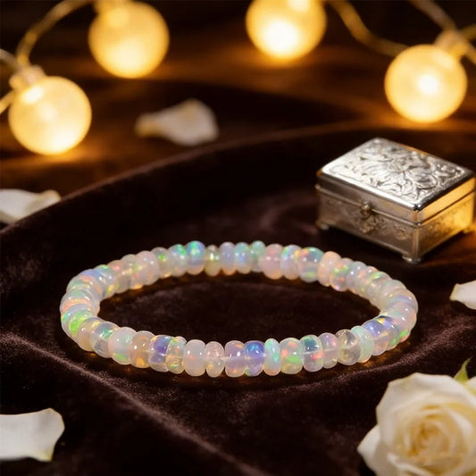 Elegant Opal Stretch Bracelet | Natural Gemstone Gift for Women Gemstone Stretch Bracelet Peaceful Pleasures Health and Wellness