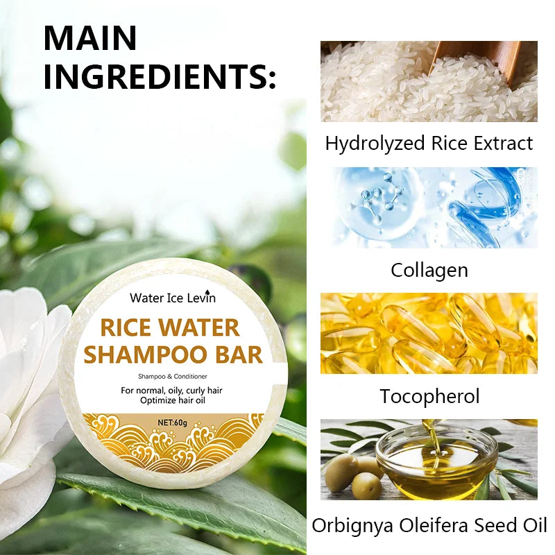 Organic Rice Water Shampoo Bar – Nourishing Hair Soap 60g