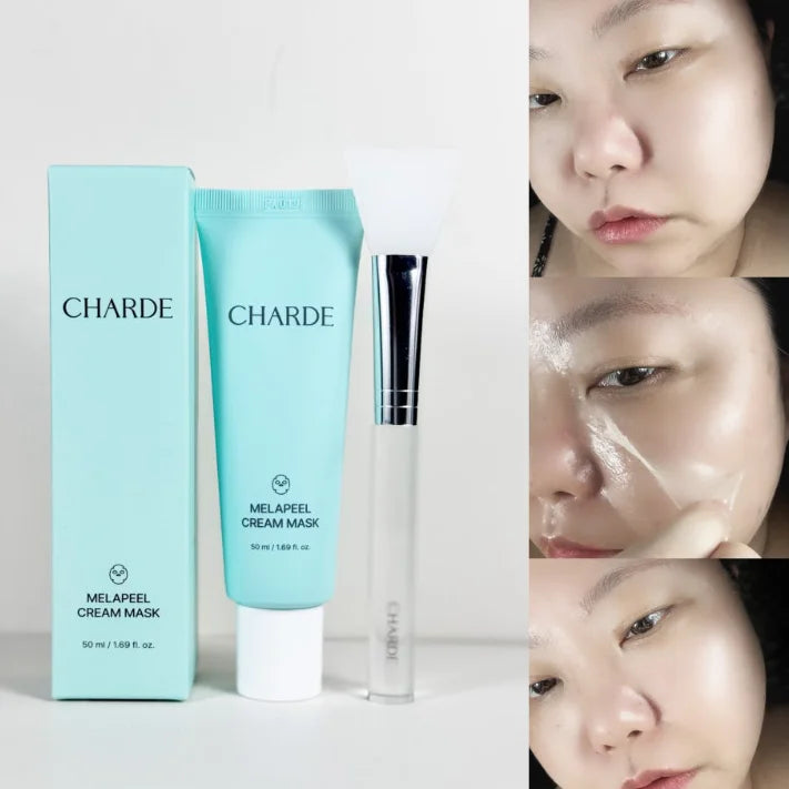 50ml CHARDE Melapeel Cream Mask With Brush Niacinamide Collagen Peeloff Cream Mask For Dark Spot Improve Skin Melanin Brand Mask Peaceful Pleasures Health and Wellness