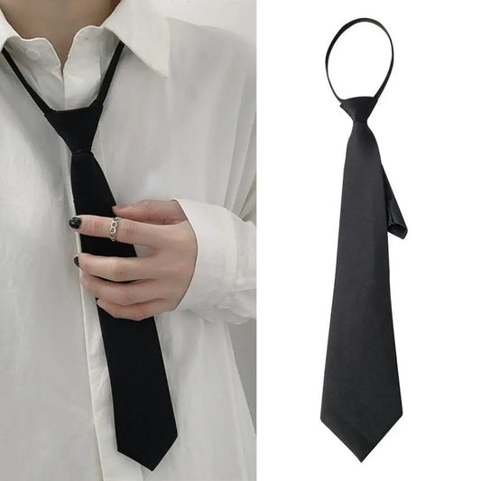 Unisex Black Clip-On Tie | Matte Polyester Necktie Men & Women Clip-On Necktie Peaceful Pleasures Health and Wellness
