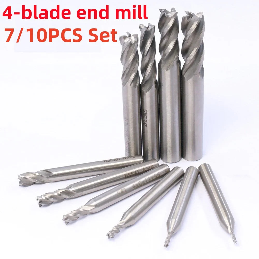 4-Flute Titanium HSS End Mill Set 1.5–10mm | CNC Router Bits Peaceful Pleasures Health and Wellness
