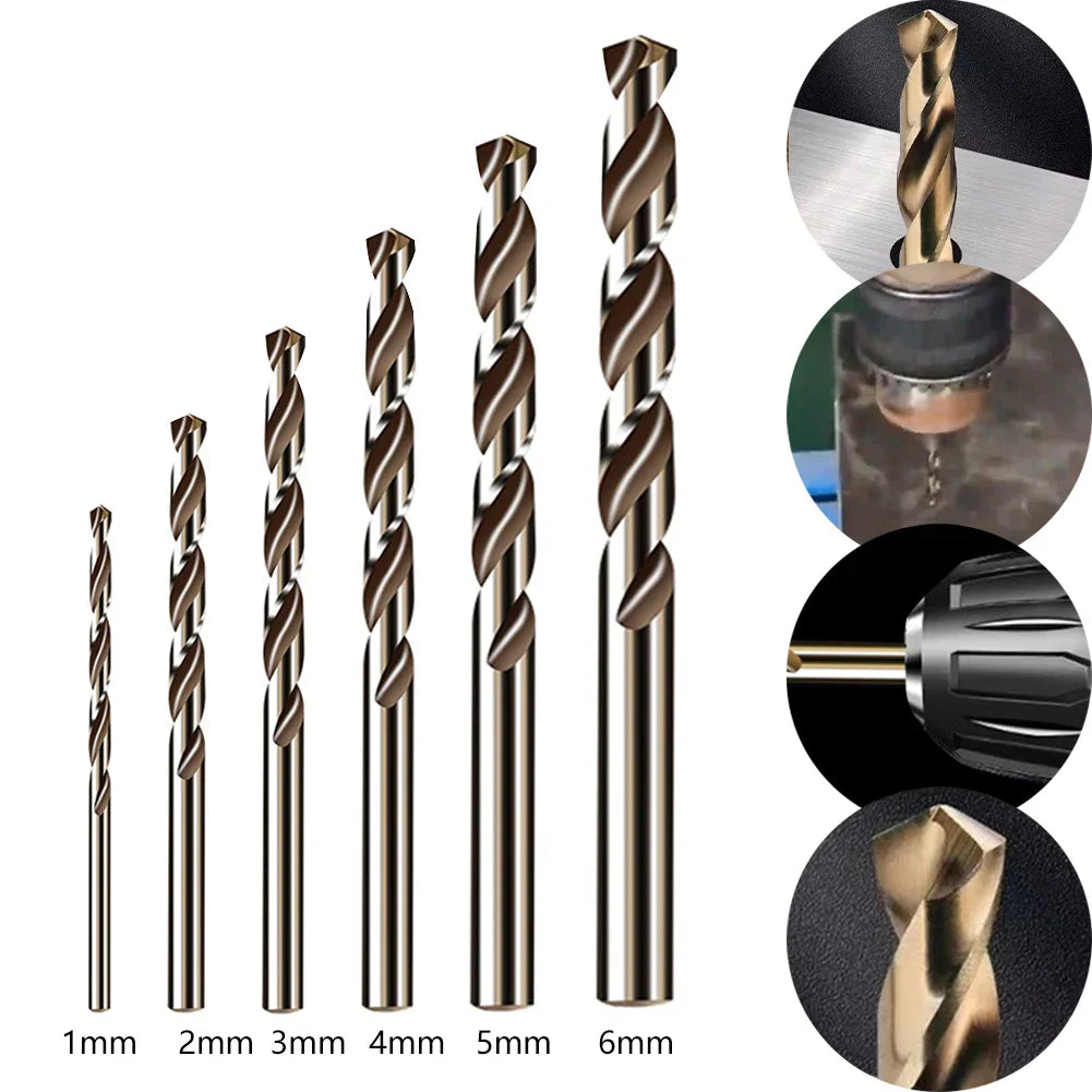 6-Piece HSS M35 Cobalt Drill Bit Set – 1mm–6mm Metal Drilling