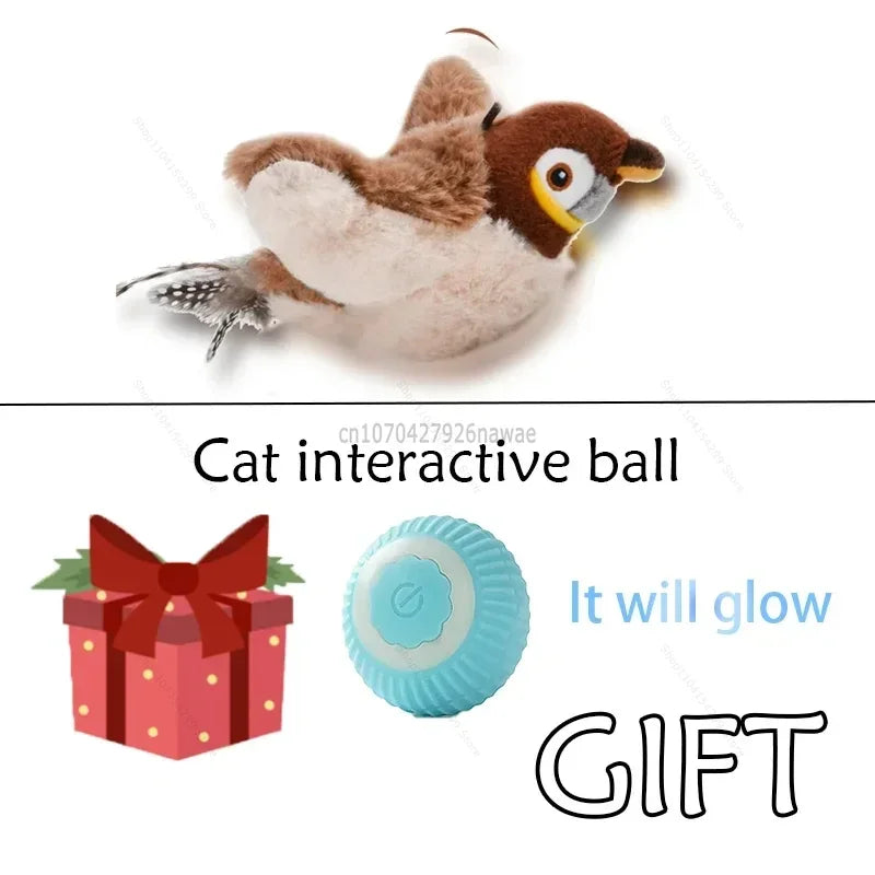 Interactive Electric Flapping Bird Cat Toy with Catnip & Chirping