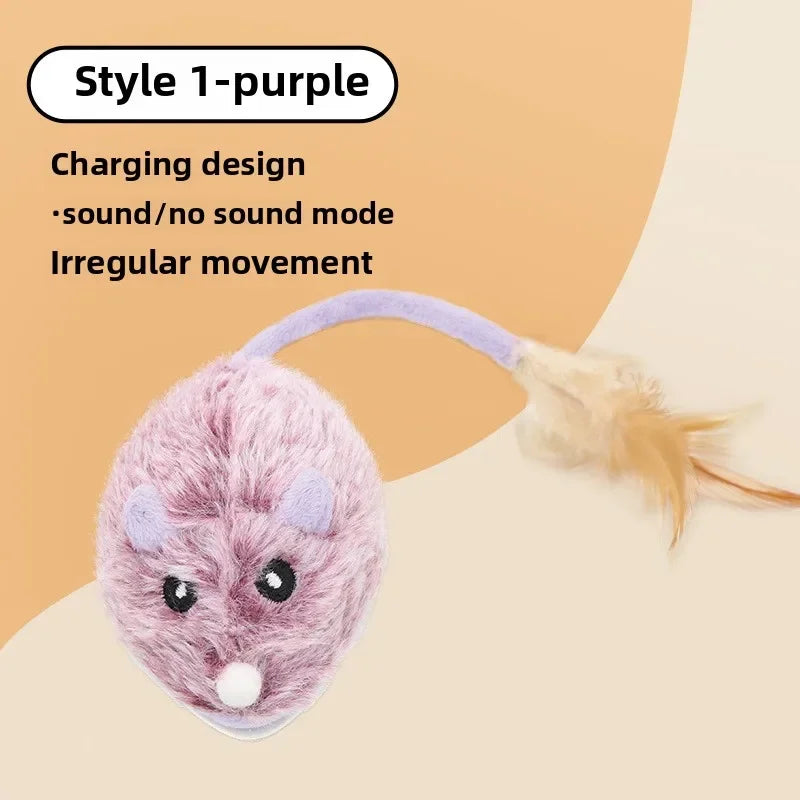 Interactive Electric Plush Mouse Cat Toy – Auto-Moving & Rechargeable Interactive Cat Toy Peaceful Pleasures Health and Wellness Purple