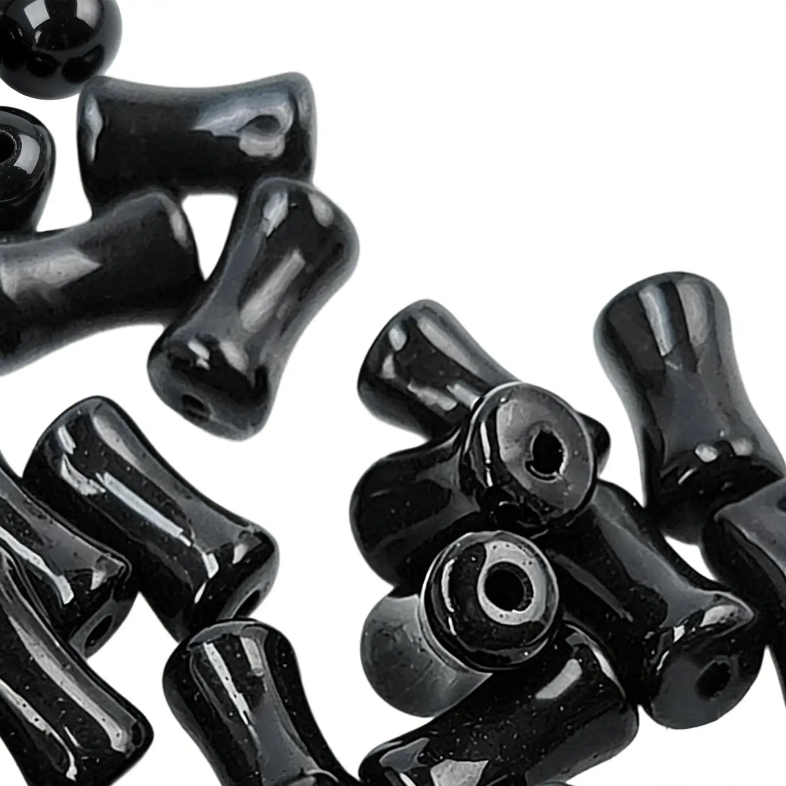 50pcs 8mm Black Bamboo Glass Spacer Beads for DIY Jewelry Making Glass Spacer Beads Peaceful Pleasures Health and Wellness