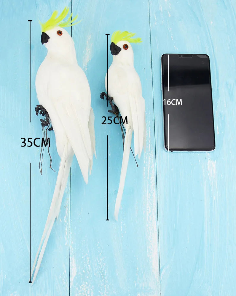 Simulation Parrot Foam Imitation Garden Ornament 25/35cm Artificial Fake Feathered Bird Shoulder Pirate Decoration Home Decor Peaceful Pleasures Health and Wellness White yellow crown 35CM