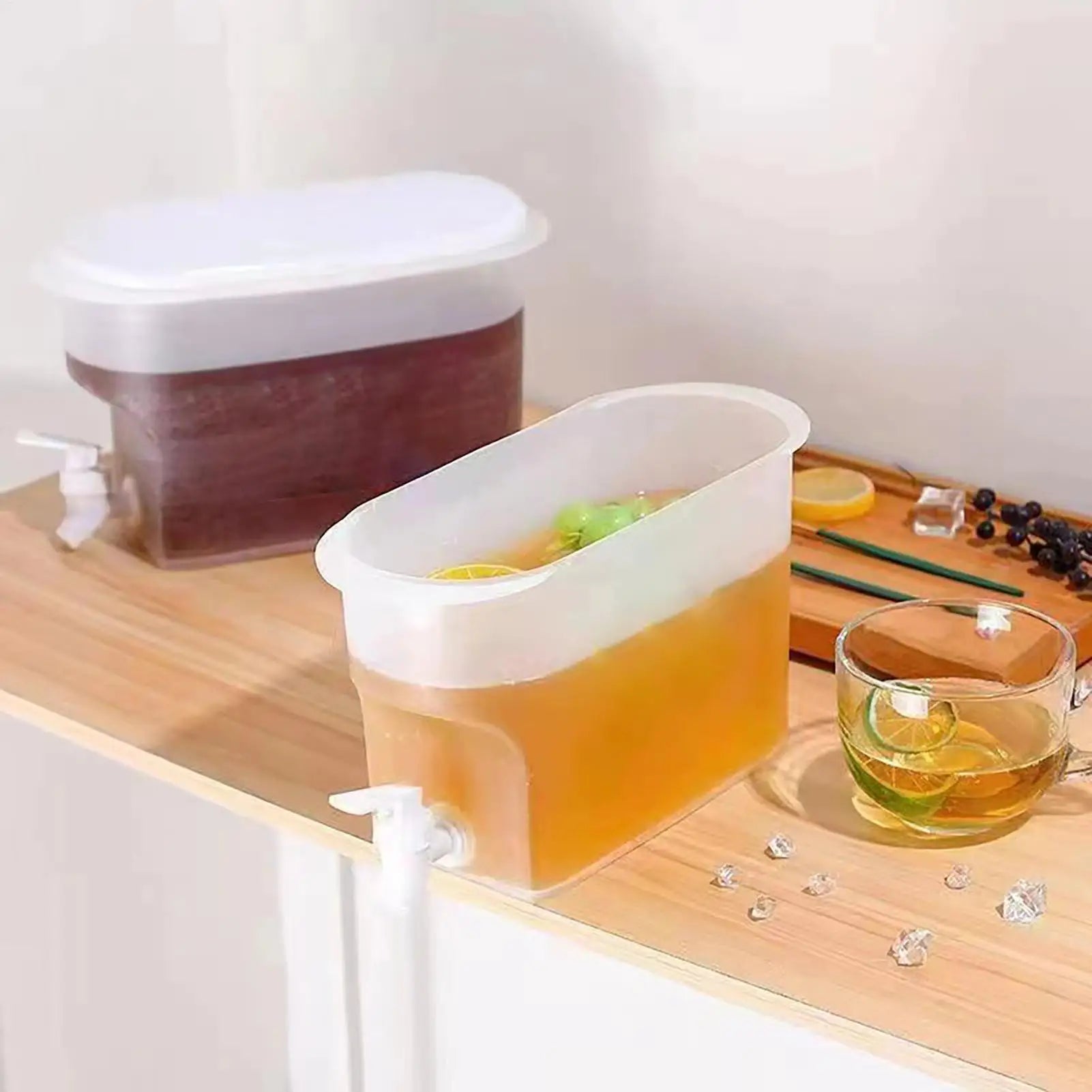 3.5L Capacity Fridge Drink Dispenser with Spout Refrigerator Cold Kettle with Faucet Refrigerator Beverage Container for Peaceful Pleasures Health and Wellness