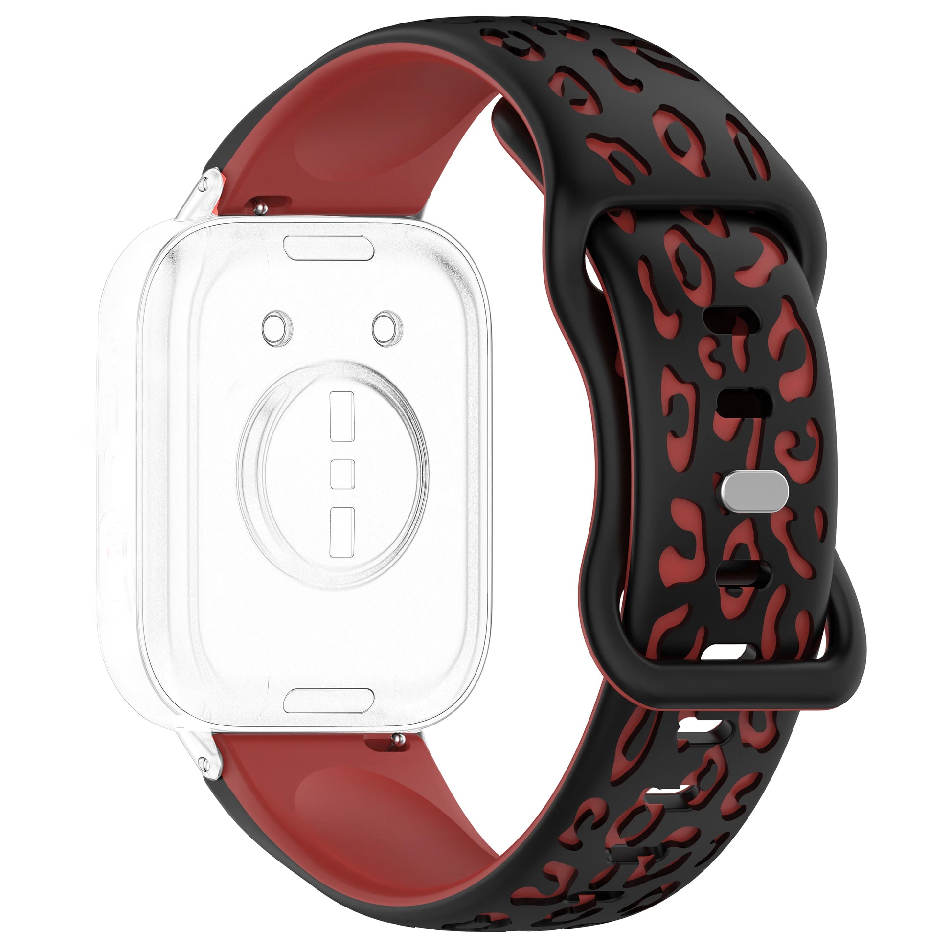Silicone Leopard Watch Band 18/20/22mm – Amazfit, Samsung, Huawei Peaceful Pleasures Health and Wellness Black white Red 18mm