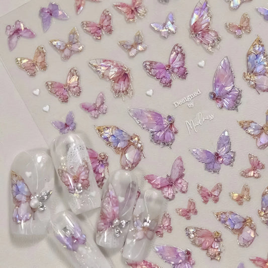 3D Butterfly Nail Art Stickers | Embossed Self-Adhesive Decals Nail Art Stickers Peaceful Pleasures Health and Wellness