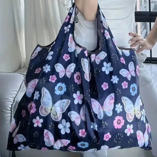 Foldable Butterfly Print Reusable Tote Bag | Eco Shopping Bag Foldable Tote Bag Oasis Select