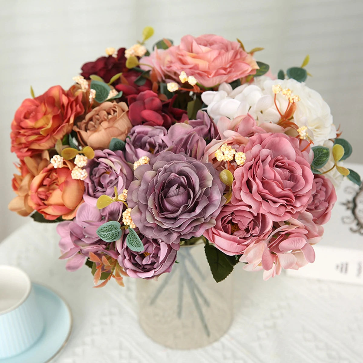 Silk Rose Artificial Flower Bouquet – Wedding & Home Décor