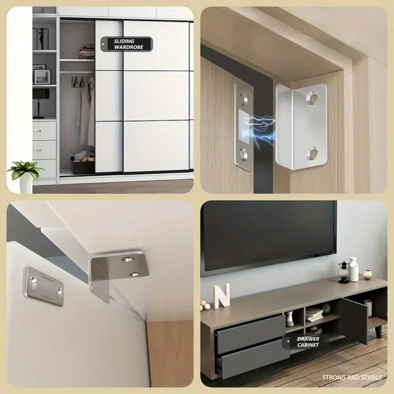 L-Shape No-Drill Magnetic Cabinet Door Catch | 1–20 Pack