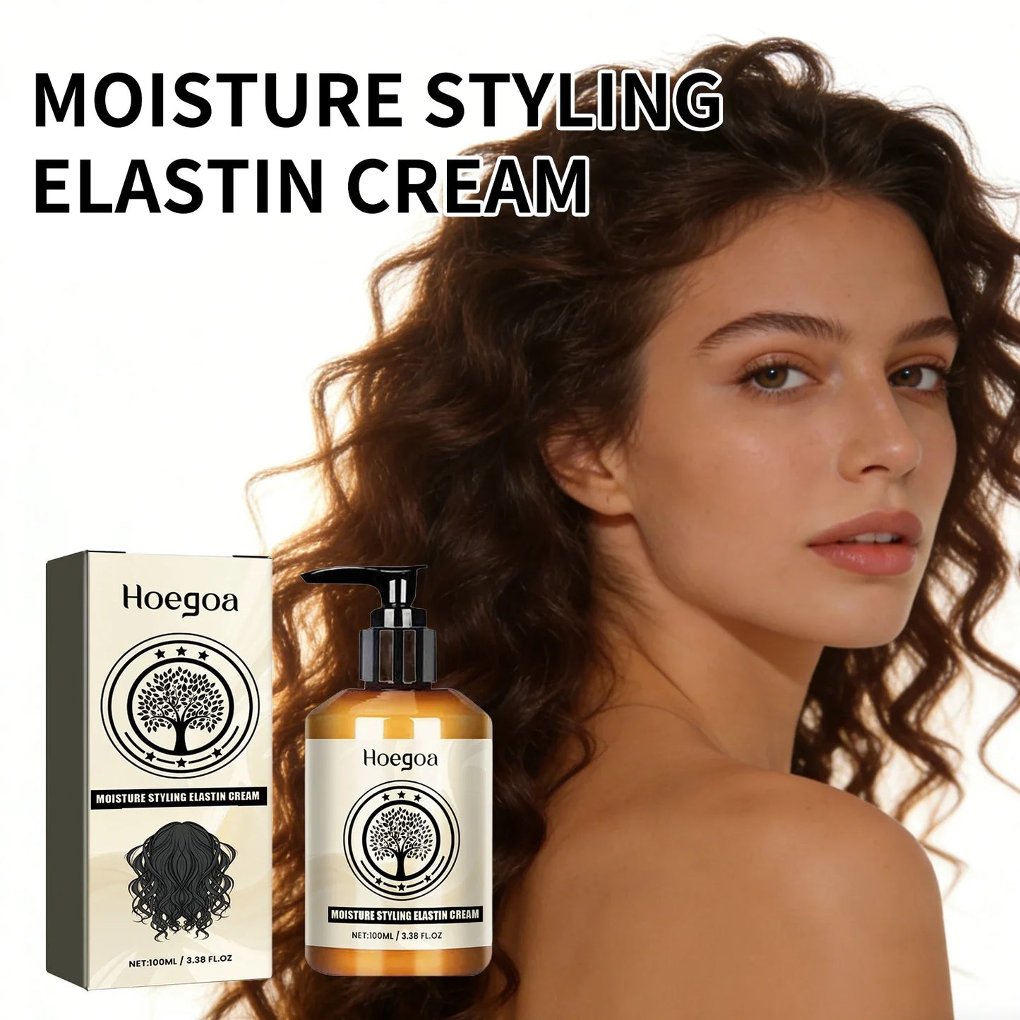 HOEGOA Elastin Curl Cream – Volume, Moisture & Frizz Control