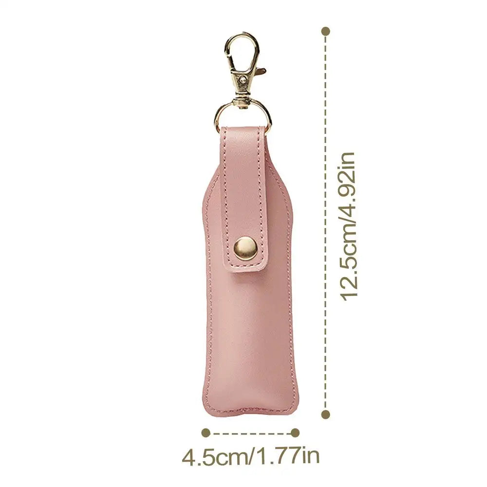 Leather Lipstick Holder Keychain Portable Lip Balm Chapstick Pouch for Women Girls, Travel Essential Keyring Organizer Peaceful Pleasures Health and Wellness B