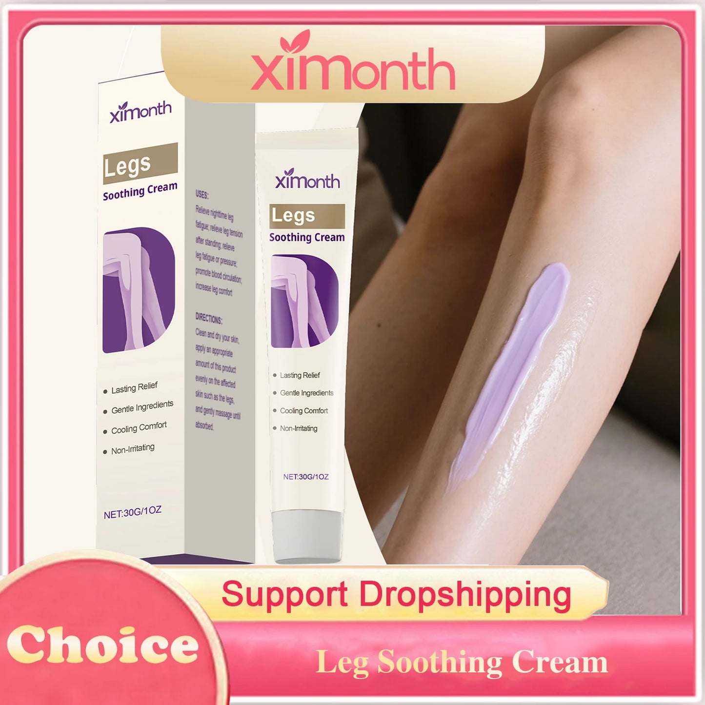 Leg Soothing Cream Relieve Muscle Pain Repair Leg Soreness Swelling Moisturizing Smoothing Refreshing Varicose Vein Relief Cream Peaceful Pleasures Health and Wellness