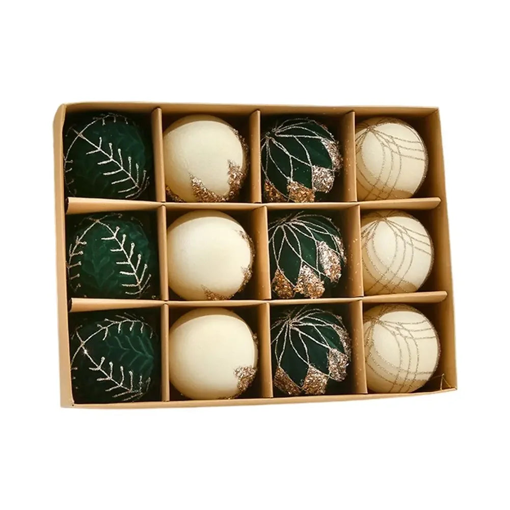 Velvet Christmas Ball Ornaments Set of 12 – Soft Flocked Décor