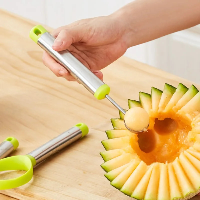 3-Piece Stainless Steel Fruit Tool Set | Watermelon Ball Scoop, Spoon & Carving Tool – Apple Corer & Pulp Separator