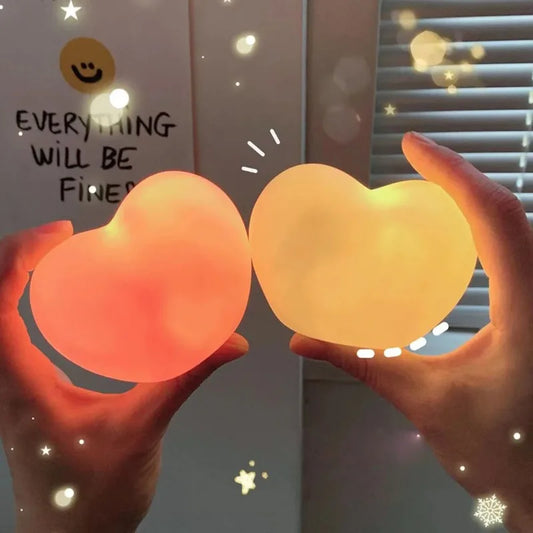 Heart Night Light – Soft LED Love Glow Bedside Atmosphere Lamp LED Night Light Peaceful Pleasures Health and Wellness WHITE