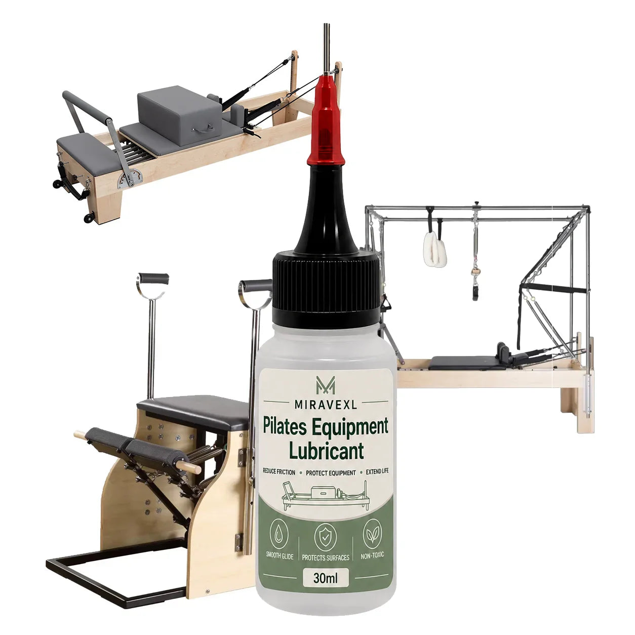 MIRAVEXL Pilates Reformer Rail Lubricant Oil 30ml + Brush