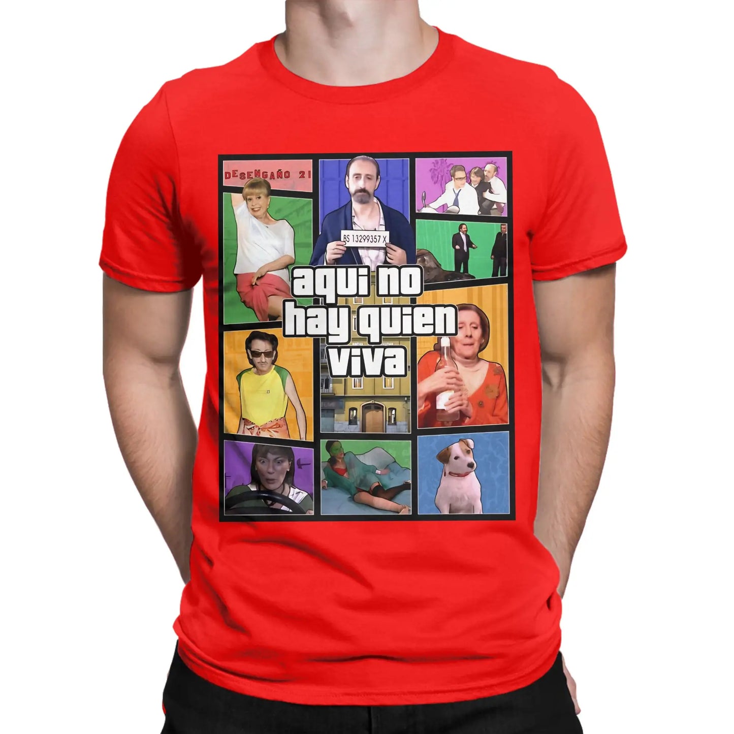 Aquí No Hay Quien Viva Pure Cotton T Shirt For Men Beach Y2K Fun T Shirts O Neck Harajuku Tees Plus Size Pattern Clothes Peaceful Pleasures Health and Wellness Red S