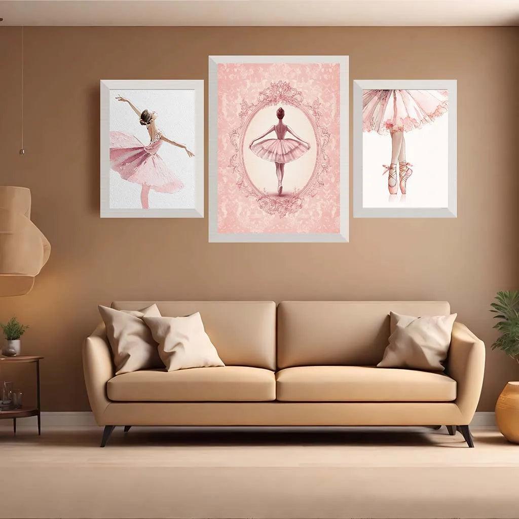 Nordic Style Ballet Dancer Wall Art Pink Watercolor Ballerina Canvas Painting Poster for Girls Bedroom Decor Peaceful Pleasures Health and Wellness