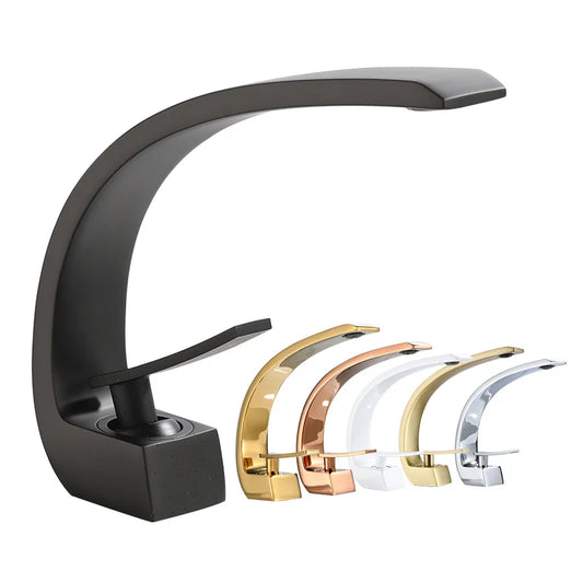 AOGUTU Waterfall Basin Faucet | Single Handle Black & Gold Tap Waterfall Basin Faucet Peaceful Pleasures Health and Wellness