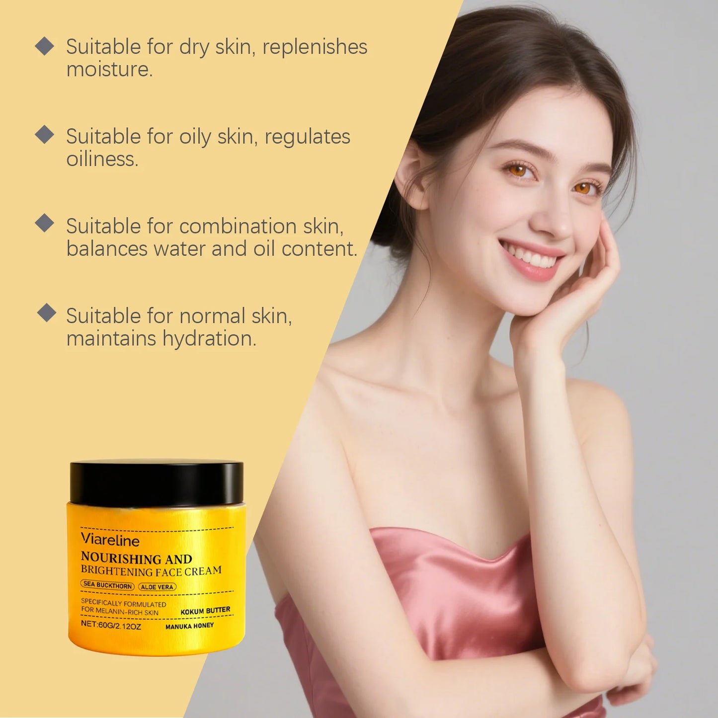Brightening Face Cream Nourishing Lighten Melanin Even Skin Tone Tightening Glowing Stabilizing Softening Repairing Moisturizer Peaceful Pleasures Health and Wellness